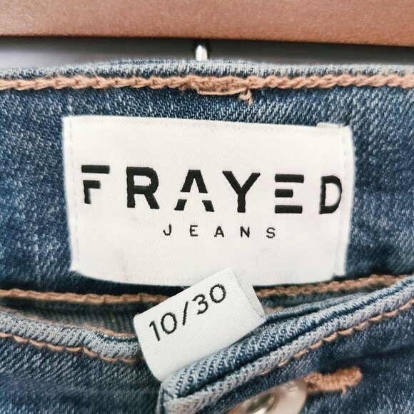 NWT FRAYED Jeans High Rise Waist Straight Leg Medi - Picture 4 of 8